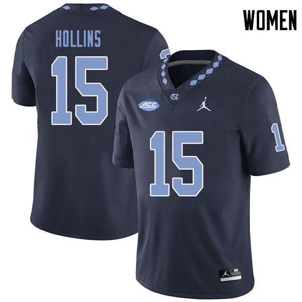 Jordan Brand Women #15 DeAndre Hollins North Carolina Tar Heels College Football Jerseys Sale-Navy